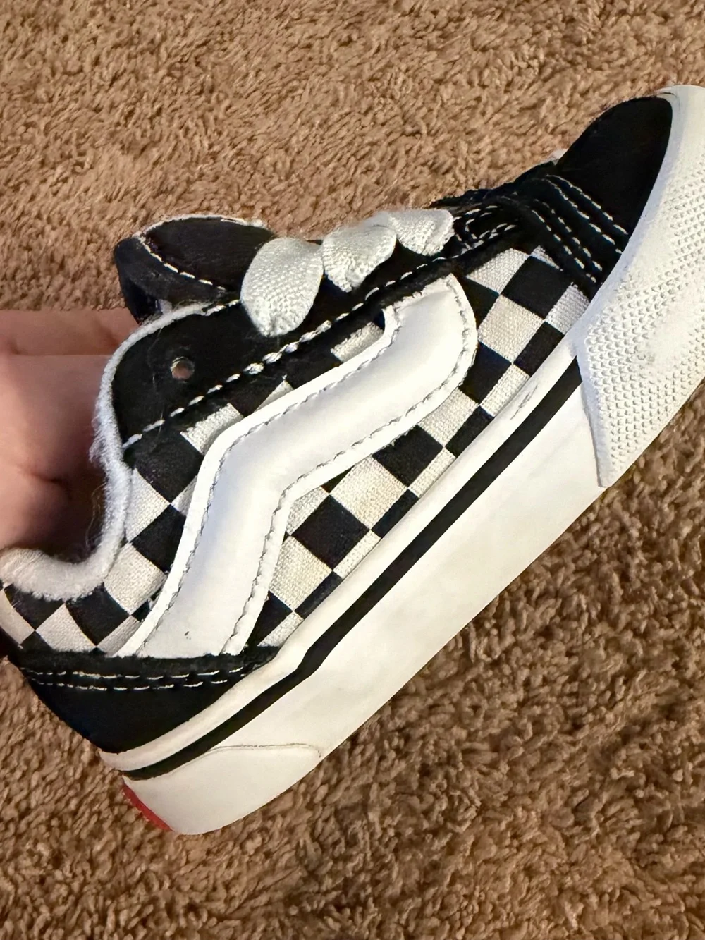 Vans Kids Checkerboard Low Top Sneakers in Black & White